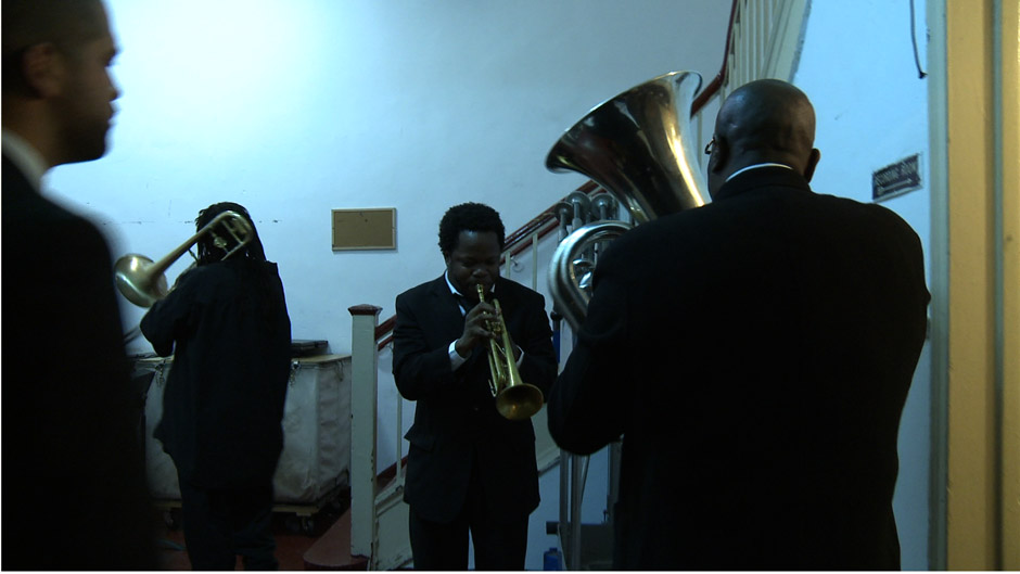 Horns in stairwell